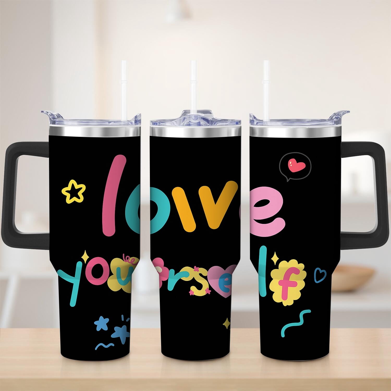 Herobuddy™ Premium Colorful Love Yourself Stainless Steel Tumbler, 30oz - Insulated Travel Tumbler Cup