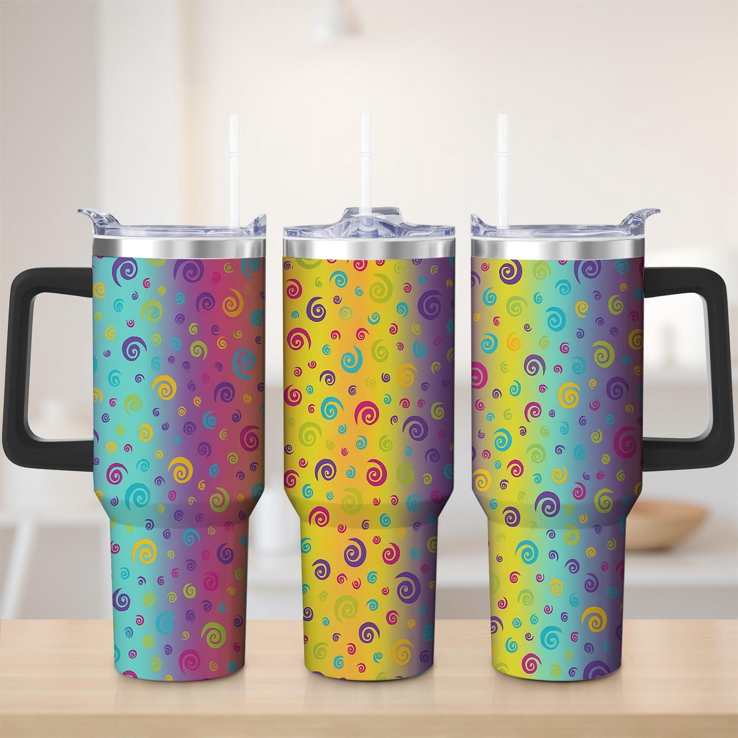 Colorful Spiral Gradient Stainless Steel Tumbler, 30oz