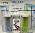 Contigo Shake & Go Plastic Tumblers - Set of 3 (Green Navy & Clear)