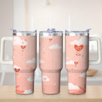 Cute Cloud and Heart Design Stainless Steel Tumbler, 30oz