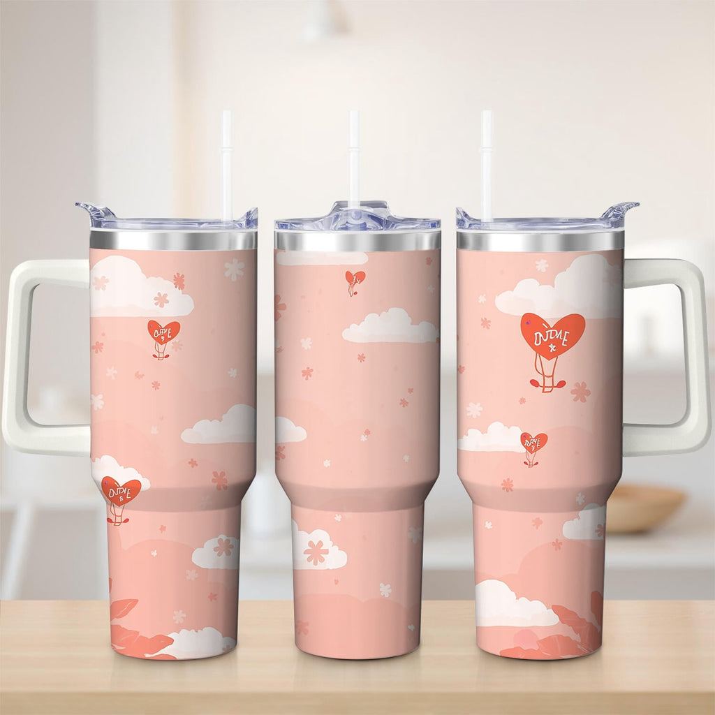 Herobuddy™ Cute Cloud and Heart Design Stainless Steel Tumbler, 30oz - Insulated Travel Tumbler Cup