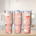 Herobuddy™ Cute Cloud and Heart Design Stainless Steel Tumbler, 30oz - Insulated Travel Tumbler Cup