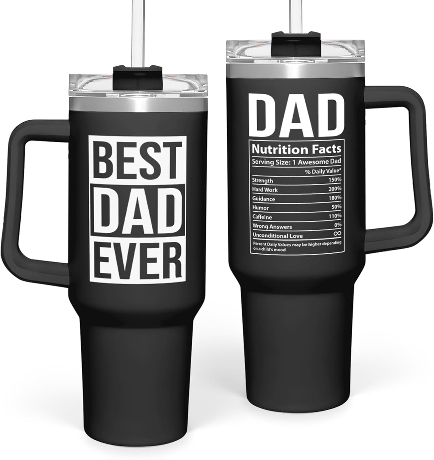 Herobuddy™ Best Dad Ever Tumbler with Handle 40oz Stainless Steel Insulated - Insulated Travel Tumbler Cup
