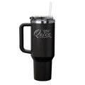 Daylor 40 oz Tumbler with Handle and Straw Lid Stainless Steel Insulated Travel Mug Cup Queen Fancy (Black)