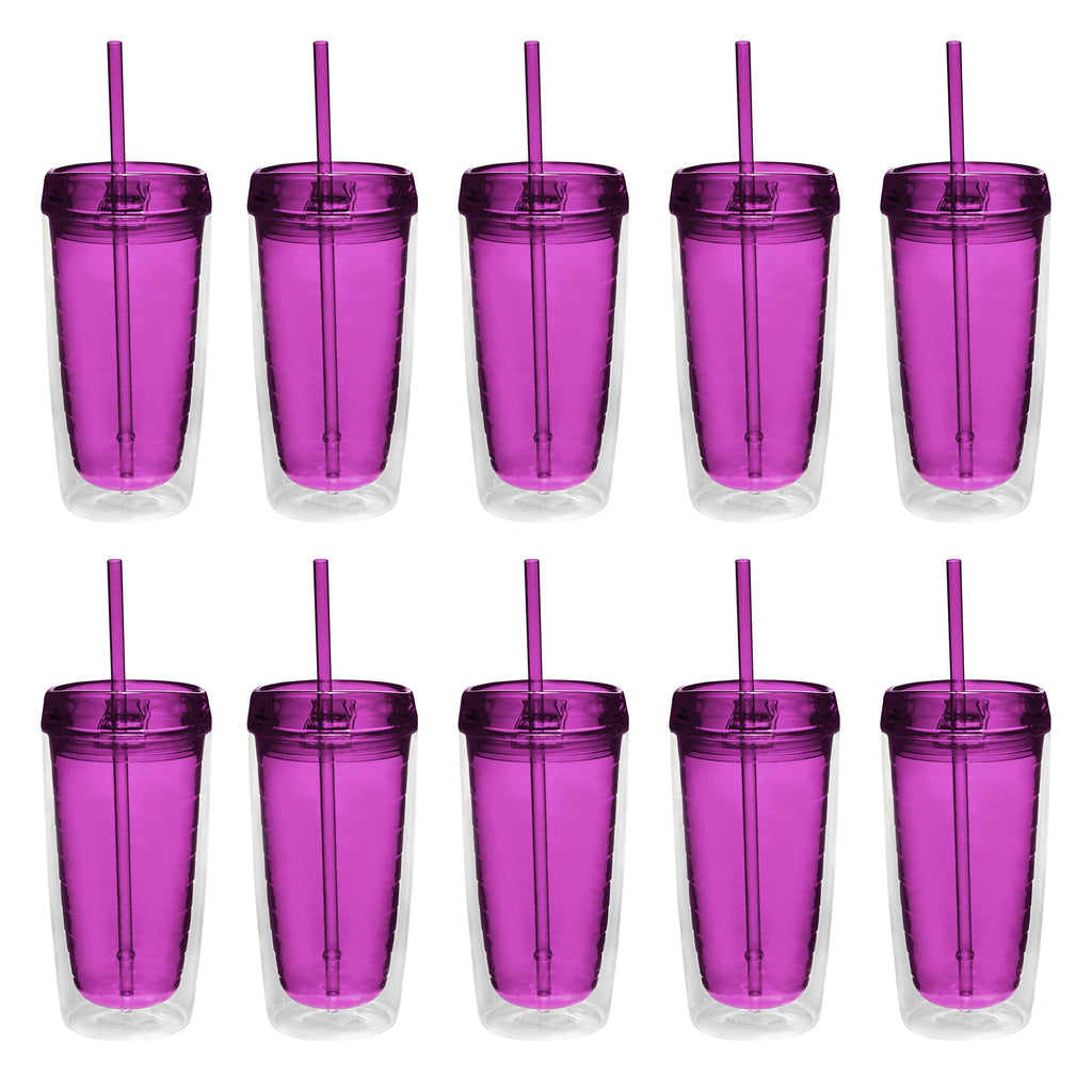 Herobuddy™ Double Wall Acrylic Tumblers 16 oz. Set of 10, Bulk Pack - Insulated Travel Tumbler Cup