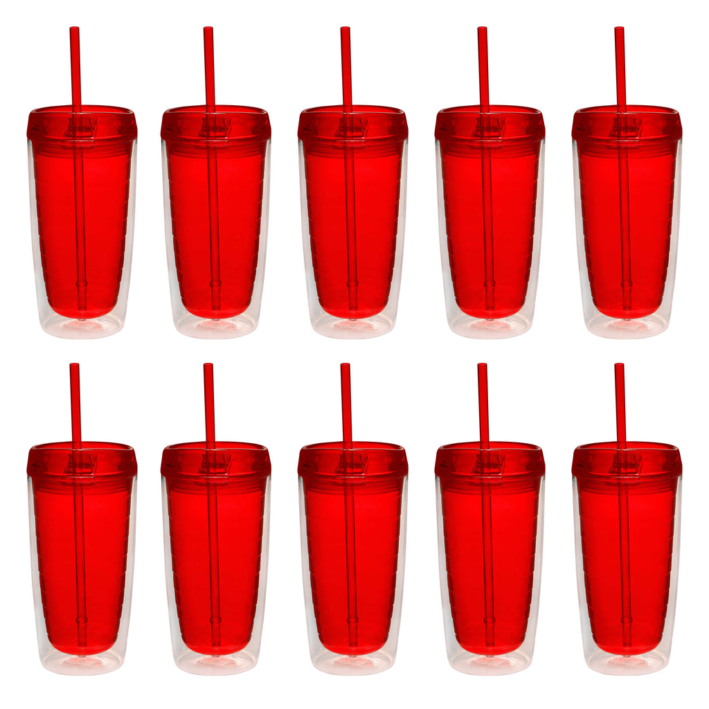 Herobuddy™ Double Wall Acrylic Tumblers 16 oz. Set of 10, Bulk Pack - Insulated Travel Tumbler Cup
