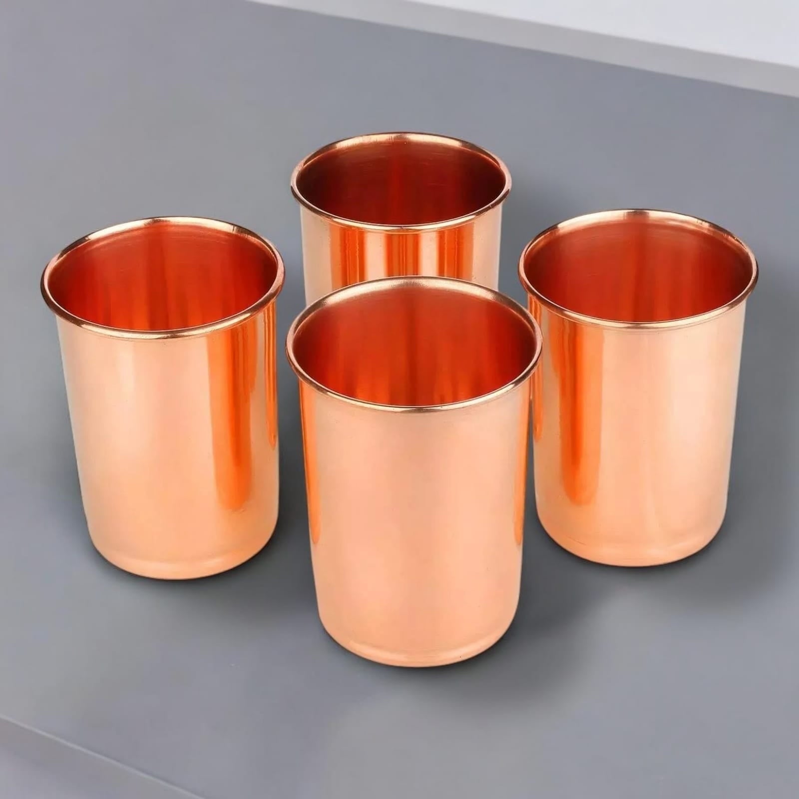 Drinking Glass Copper Glass 100% Pure Copper Tumbler Health Healing Set of 4 300ml