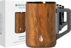 Elemental Summit Insulated Coffee Mug with Lid & Handle, Insulated Vacuum Camp Coffee Cup, Triple Wall Stainless Steel Travel Mug, Hot and Cold Thermal Coffee Tumbler, 16oz - Teakwood