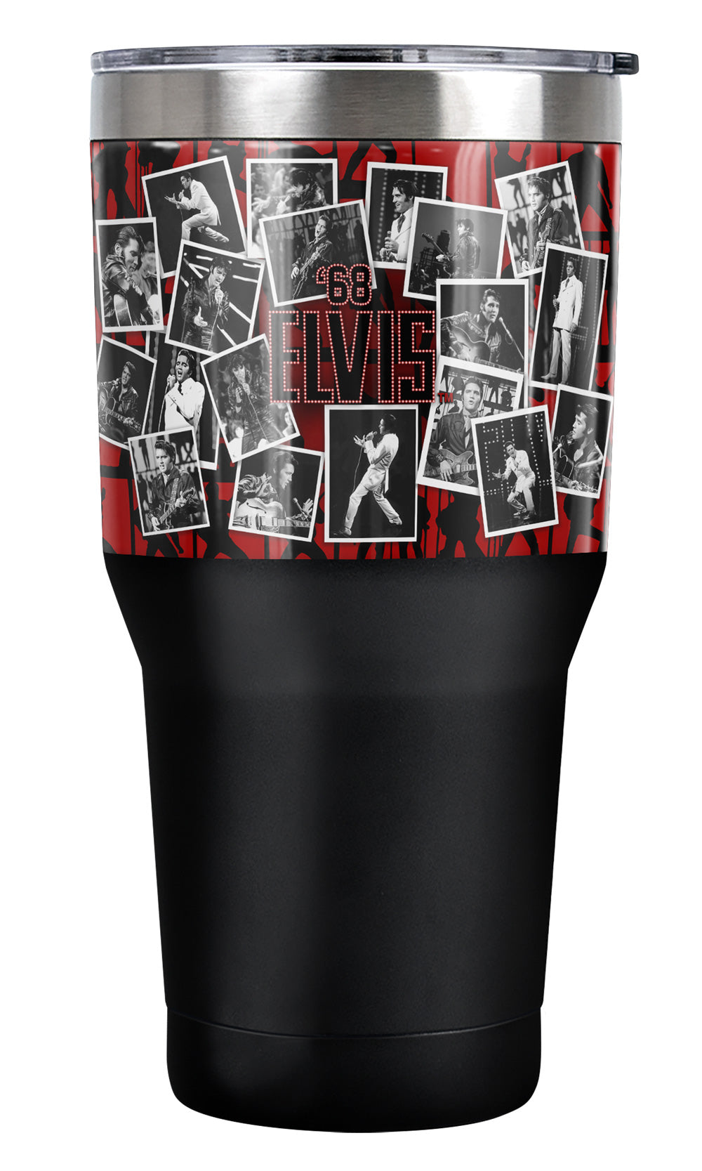 Elvis Official 68 Photos 30 oz Travel Tumbler, Stainless Steel, Vacuum Insulated with Leak Resistant Slide-Lock Lid