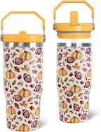 Herobuddy™ 30 Oz Blue Bow Tumbler with Handle and Straw, Insulated Stainless - Insulated Travel Coffee Mug