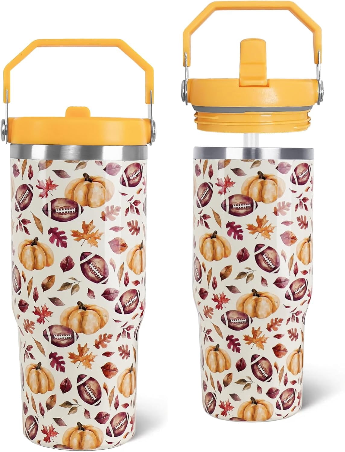 Herobuddy™ 30 Oz Blue Bow Tumbler with Handle and Straw, Insulated Stainless - Insulated Travel Coffee Mug
