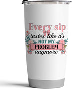 Fancyfams 20oz Retirement Tumbler for Women 2026, Happy Retirement Gifts, Every Sip Tastes Like Its Not My Problem Anymore, Insulated Stainless Steel Coffee Cup, Floral Gift Box (Every Sip 26)