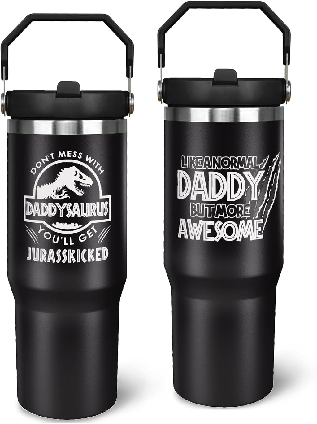 Father''s Day Gifts for Dad 30oz Tumbler with Handle and Straw Vacuum Insulated Water Bottle Stainless Steel, Leak Proof Travel Mug Proud Papa Cup for Men Birthday Christmas Gift from Daughter Son