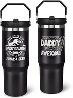 Father''s Day Gifts for Dad 30oz Tumbler with Handle and Straw Vacuum Insulated Water Bottle Stainless Steel, Leak Proof Travel Mug Proud Papa Cup for Men Birthday Christmas Gift from Daughter Son