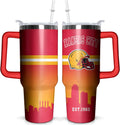 Herobuddy™ Football 40 OZ Pittsburgh Tumbler with Handle and Straw for Football - Insulated Travel Coffee Mug