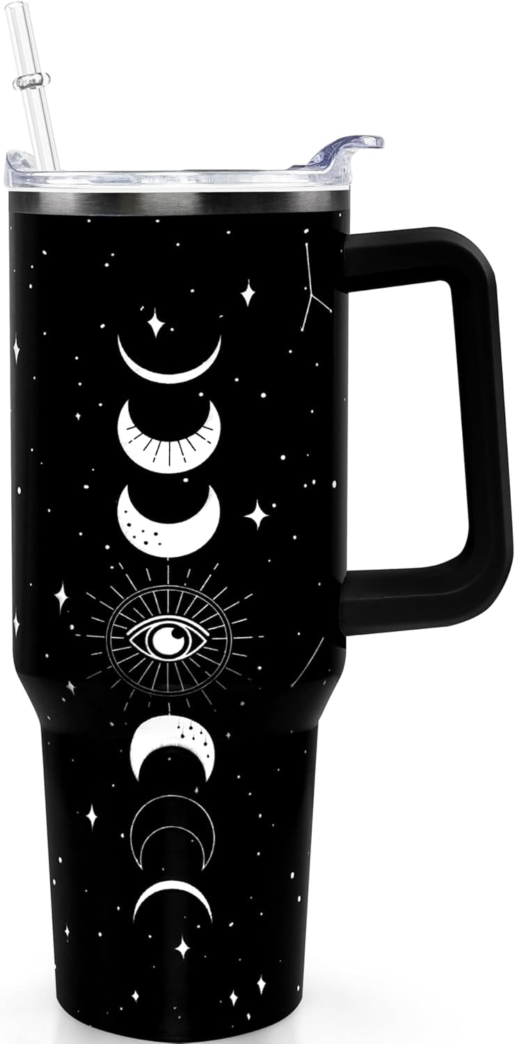 Herobuddy™ 40oz Goth Gothic Tumbler with Handle and Straw, Stainless Steel Vacuum - Insulated Travel Tumbler Cup