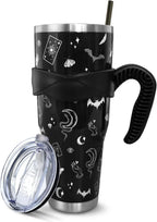 Gothic 40 Oz Tumbler with Handle and Straw,Halloween Gifts,Goth Black Large Stainless Steel Vacuum Insulated Tumbler Travel Iced Coffee Mug Cup Water Bottle, Witchy Goth Gifts Decor Accessories Stuff