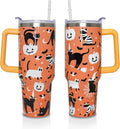 Herobuddy™ 40 Oz Tumbler with Handle and Straw, Cute Stainless Steel Double - Reusable Stainless Steel Cup