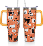 Herobuddy™ 40 Oz Tumbler with Handle and Straw, Cute Stainless Steel Double - Reusable Stainless Steel Cup
