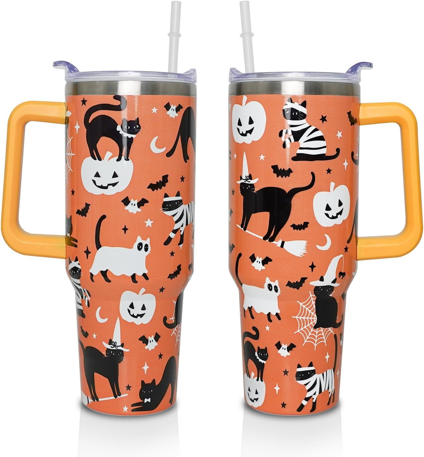 Herobuddy™ 40 Oz Tumbler with Handle and Straw, Cute Stainless Steel Double - Reusable Stainless Steel Cup