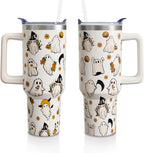 Herobuddy™ 40 Oz Tumbler with Handle and Straw, Cute Stainless Steel Double - Reusable Stainless Steel Cup