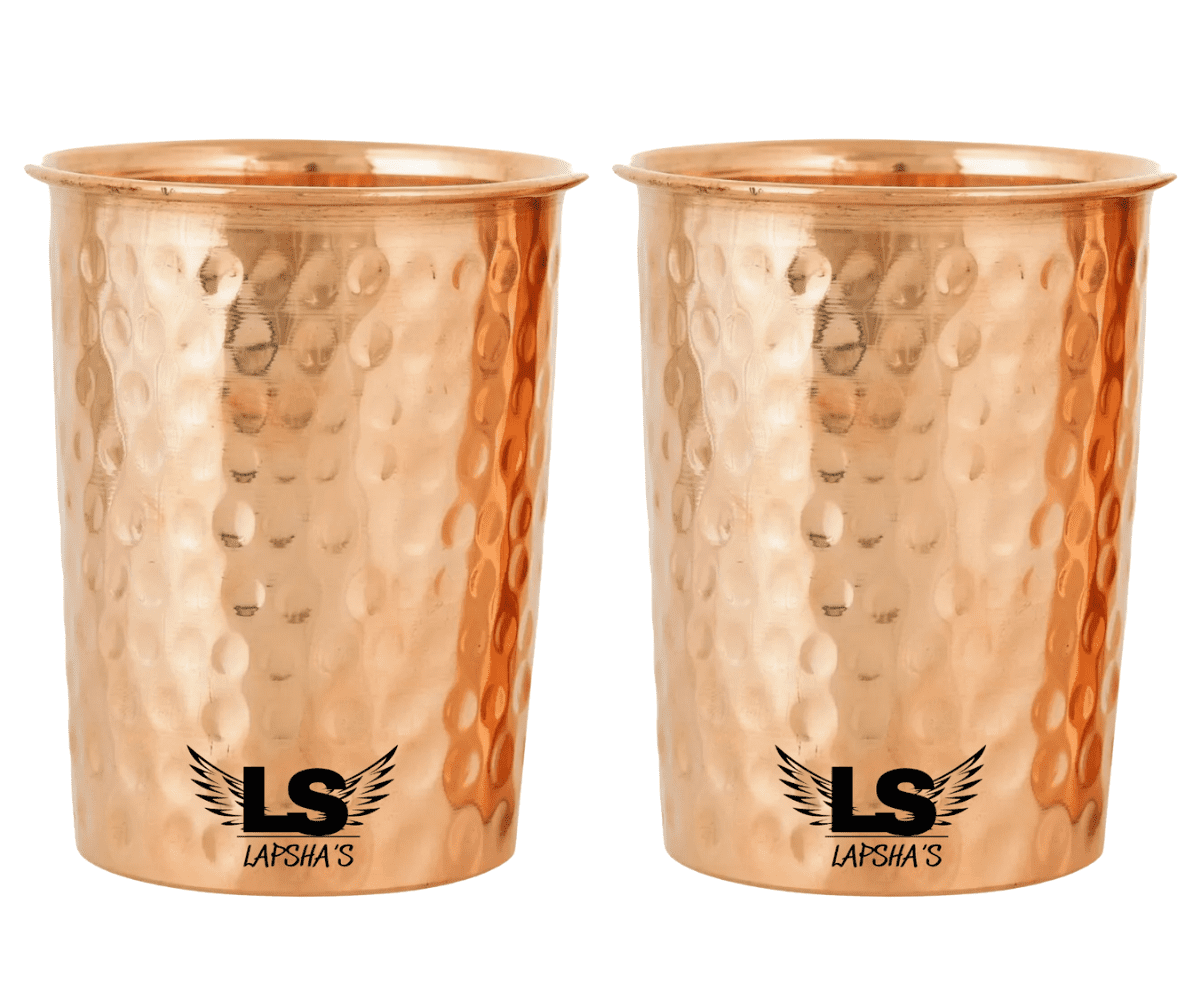 Handcrafted Pure Copper Hammered Tumbler Size-300 ML | Ayurvedic Drinking Cup for Water | Leak-Proof, Food-Grade Copper Glass | Traditional Indian Design