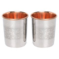 HealthGoodsIn - Set of 2 Outer Stainless Steel and Inner Pure Copper Tumbler - 250 Ml (8.45 US Fluid Ounce) Capacity