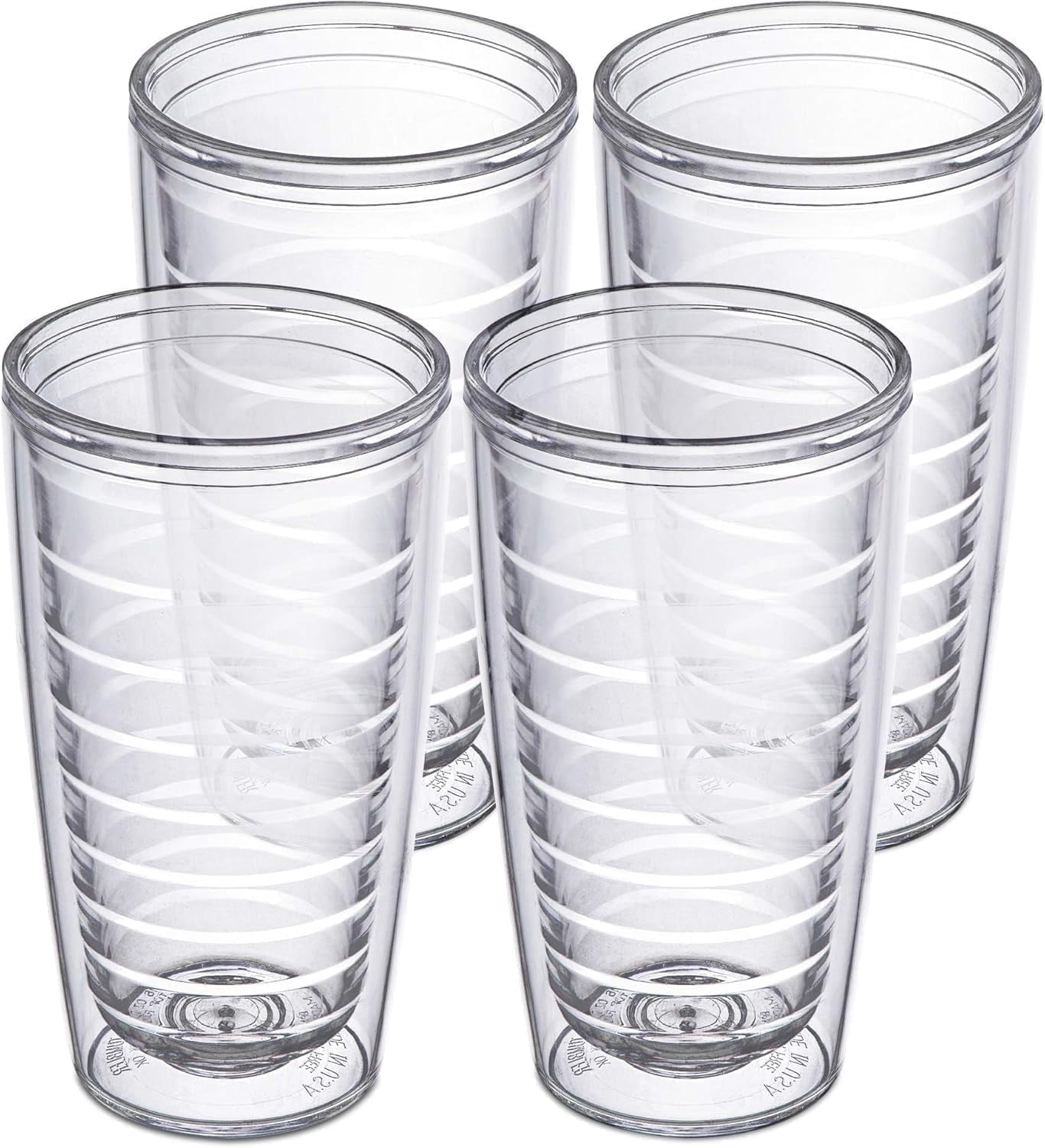 Homestead Choice Insulated Tumblers, 16oz 4-Pack Double Walled Clear Insulated Drinking Glasses Cup