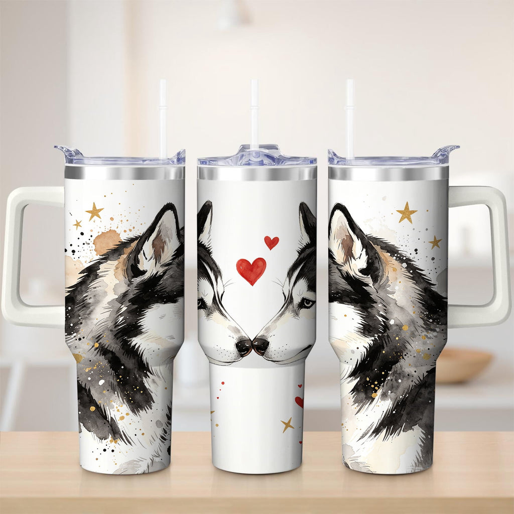 Herobuddy™ Premium Husky Love Design Stainless Steel Tumbler, 40oz - Insulated Travel Tumbler Cup
