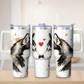 Herobuddy™ Premium Husky Love Design Stainless Steel Tumbler, 40oz - Insulated Travel Tumbler Cup
