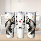 Herobuddy™ Premium Husky Love Design Stainless Steel Tumbler, 40oz - Insulated Travel Tumbler Cup