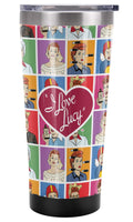 I Love Lucy Official Square Faces 20 oz Travel Tumbler, Stainless Steel, Vacuum Insulated with Leak Resistant Slide-Lock Lid