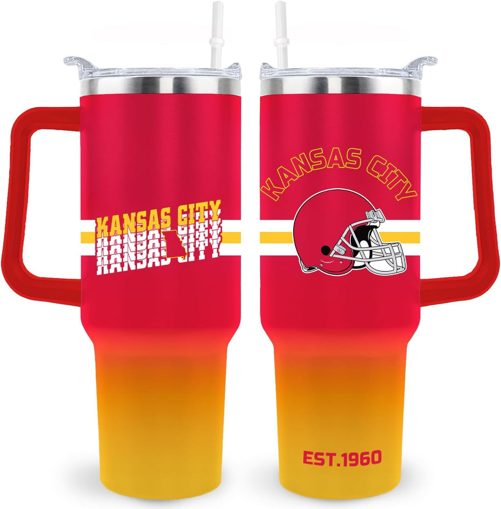 Kansas City Tumbler Cup - Kansas City Gifts for Men - 40 OZ Insulated Stainless Steel Coffee Travel Mug with Lid and Straw