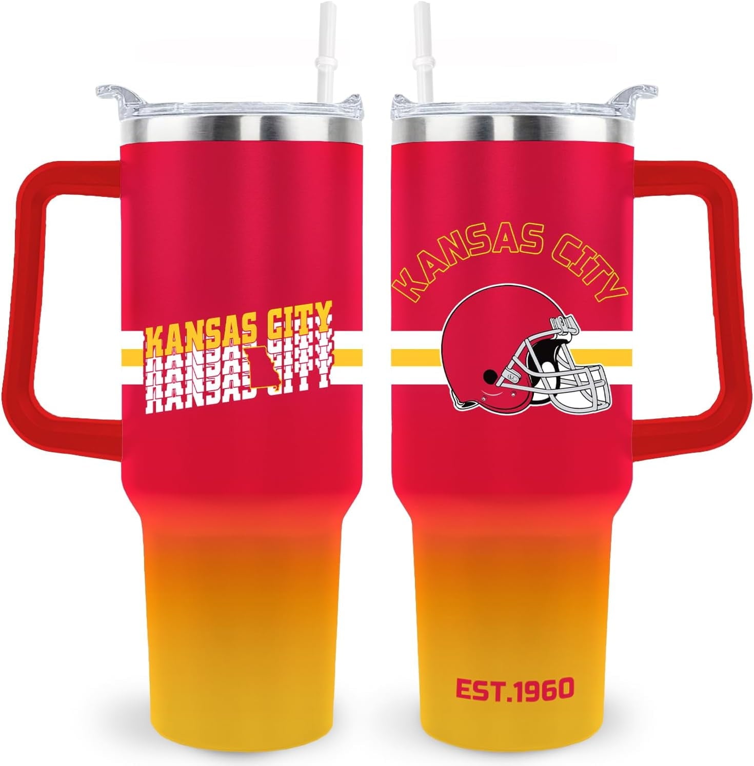 Kansas City Tumbler Cup - Kansas City Gifts for Men - 40 OZ Insulated Stainless Steel Coffee Travel Mug with Lid and Straw