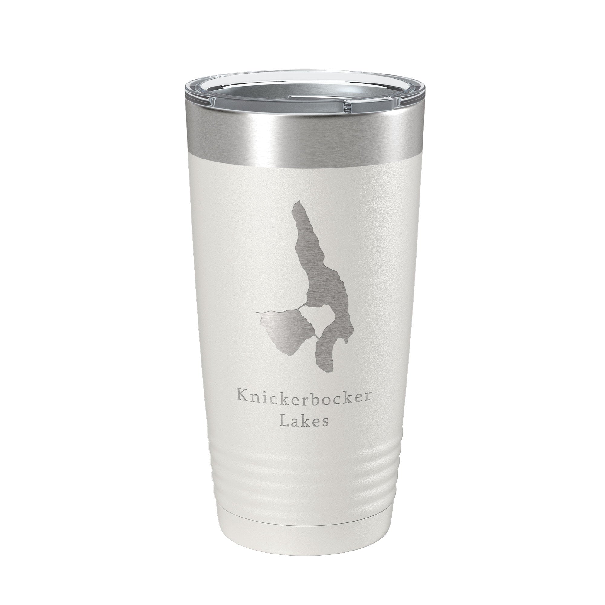 Knickerbocker Lakes Map Tumbler Travel Mug Insulated Laser Engraved Coffee Cup Maine 20 oz White