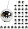 Koyal Wholesale 1970s Silver Disco Ball Drink Tumbler with Straw, Set of 32 For New Year's Eve Party Cups