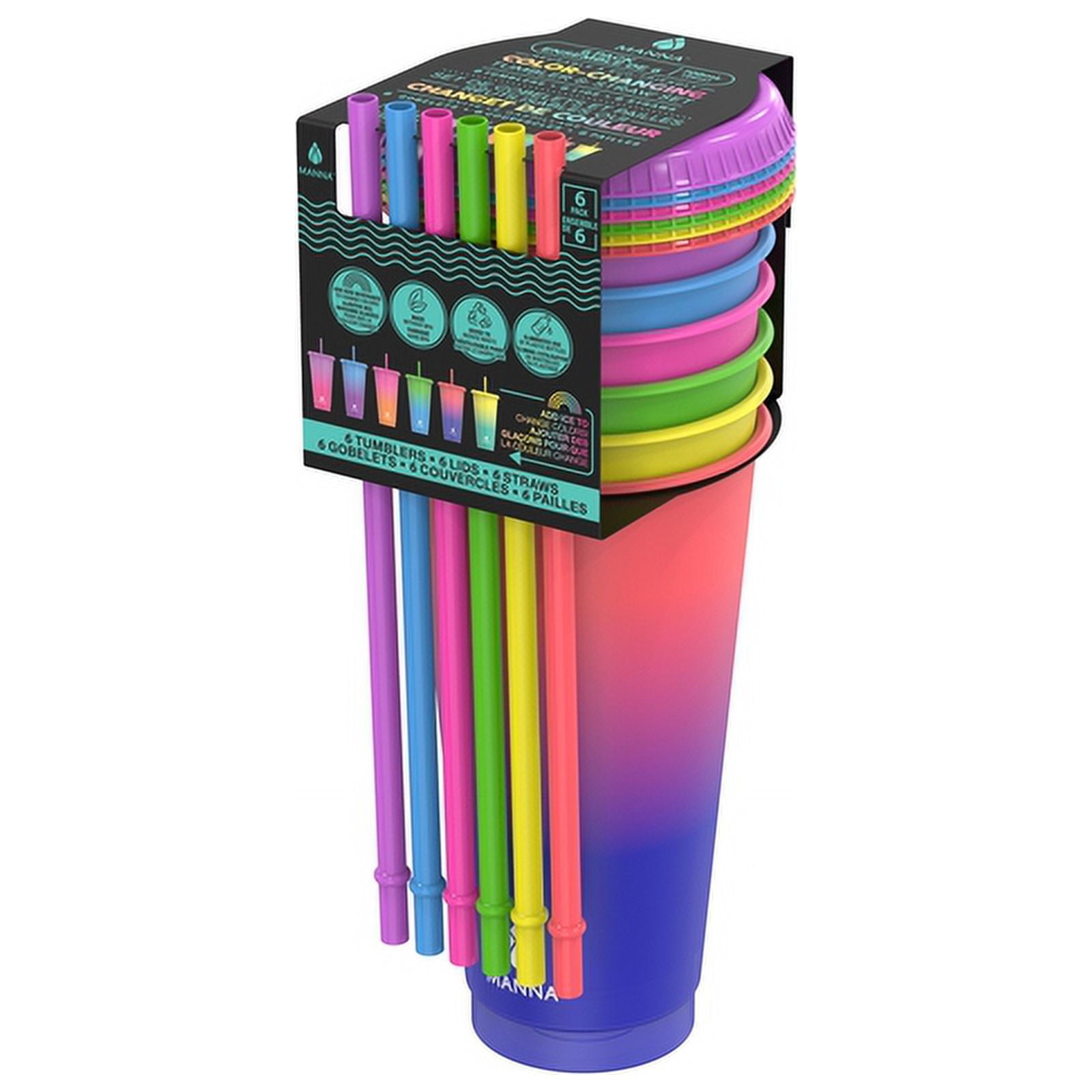 Manna  24 oz. Color Changing  Tumbler Lid and Straw  Assorted