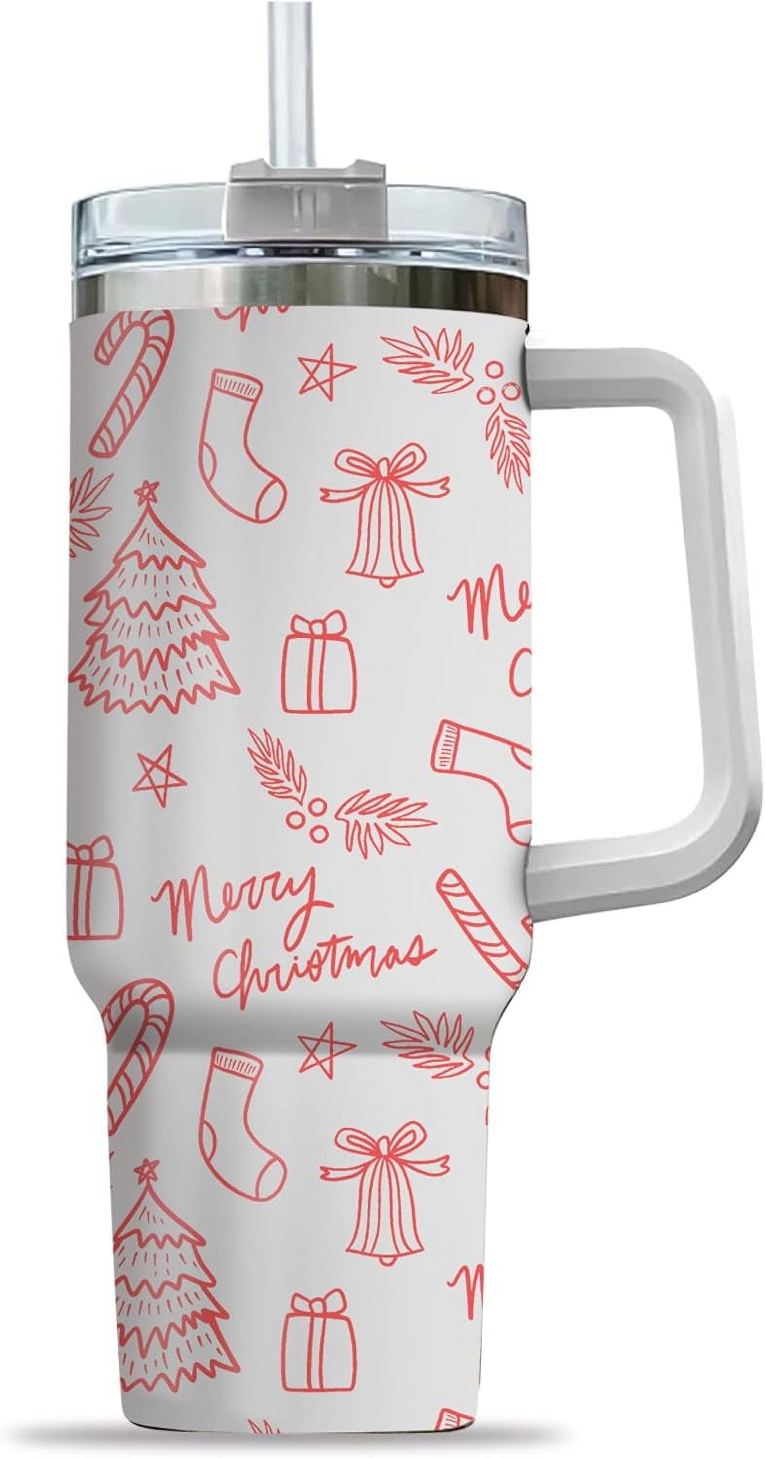 Herobuddy™ Pink Christmas Tree Cakes Stainless Steel Tumbler 40Oz With Handle Insulated - Insulated Travel Coffee Mug