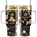 Personalized Queen Bee Tumbler with Handle and Straw 40oz Custom Name Double Wall Vacuum Stainless Steel Travel Coffee Mug Novelty Jewelry Style Birthday Gift For Bee Keeper Girls Women