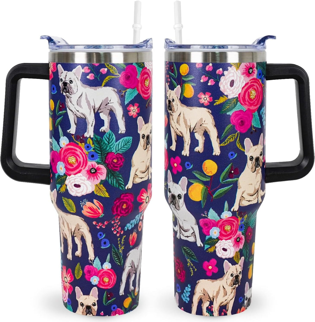 Pitbull Gifts Dog Tumbler Cup for Women Men 40oz Stainless Steel Insulated Travel Mug with Lid and Straw