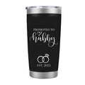 Promoted To Husband - Promoted to Wifey 20oz Tumbler Mug Funny Family Wedding Announcement Coffee Cup For Newlyweds, Romantic Couples Wedding Gifts - Black