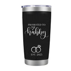Promoted To Husband - Promoted to Wifey 20oz Tumbler Mug Funny Family Wedding Announcement Coffee Cup For Newlyweds, Romantic Couples Wedding Gifts - Black