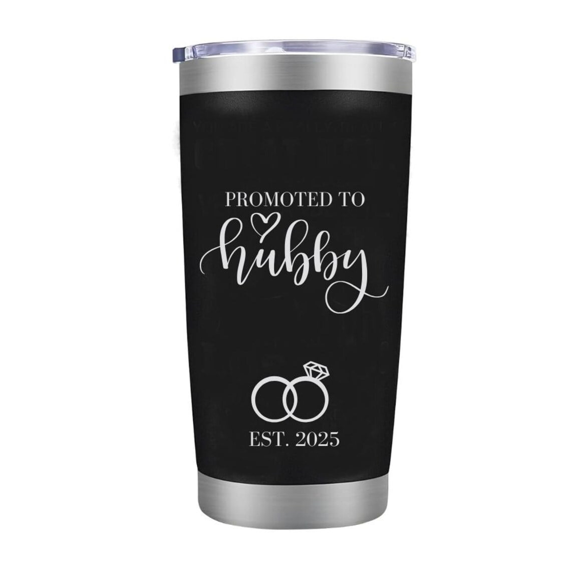 Promoted To Husband - Promoted to Wifey 20oz Tumbler Mug Funny Family Wedding Announcement Coffee Cup For Newlyweds, Romantic Couples Wedding Gifts - Black