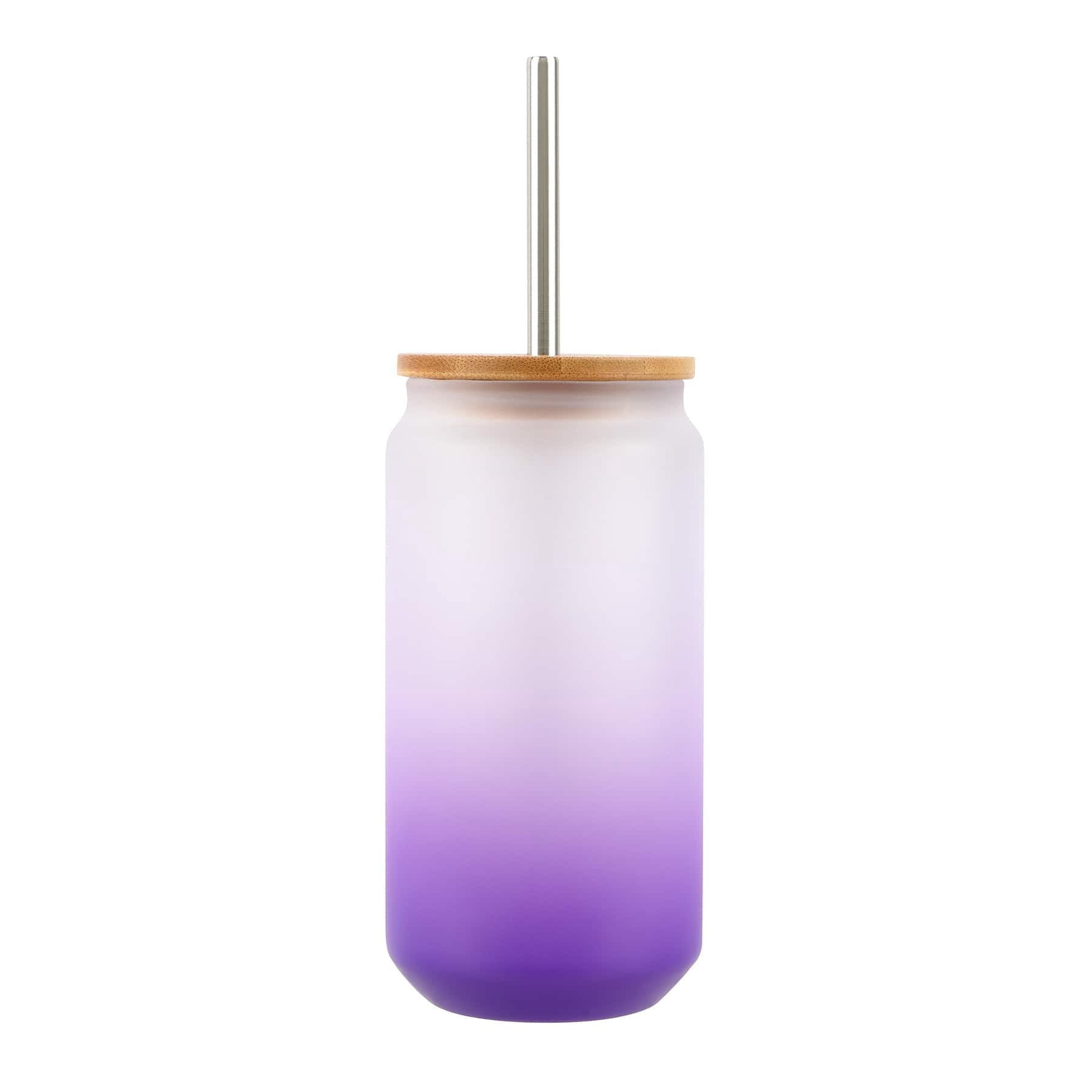 Purple Frosted Glass Sublimation Tumbler by Make Market â€“ 18oz Drinkware with Bamboo Lid & Metal Straw - Designed for Custom Heat Transfer - Hand Wash Only - 12 Pack