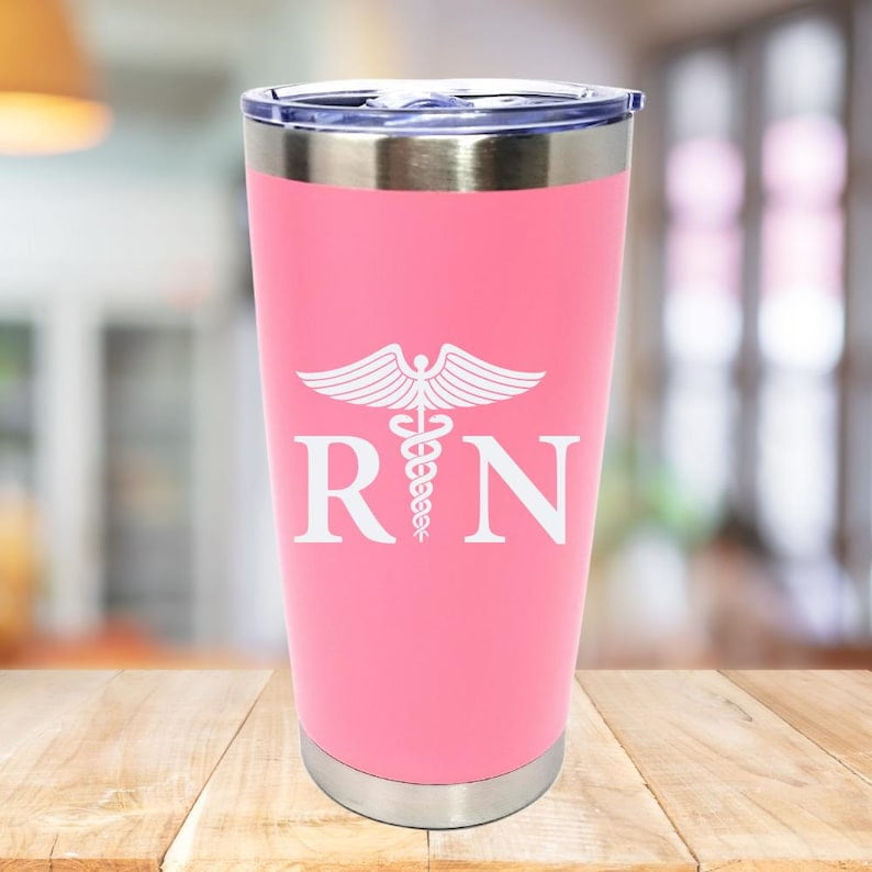 RN Nurse Gifts for Women Men 20 oz Nurse Tumbler Cup, Nurse Practitioner Gifts, Nurses Week Gifts, Christmas Gifts for School Nurse, Nurse Appreciation Gifts Coffee Cup - Pink