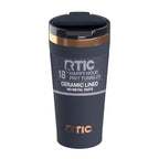 RTIC 18 oz Ceramic Lined Insulated Happy Hour Pint Tumbler, Leak Resistant Lid, Soft-Touch Exterior, Dark Midnight Dust