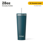 RTIC 28 oz Ceramic Lined Everyday Tumbler, Spill-Resistant Straw Lid, Marine