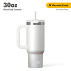 Herobuddy™ 30 oz Ceramic Lined Road Trip Tumbler with Handle - Insulated Travel Tumbler Cup