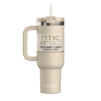 RTIC 40 oz Ceramic Lined Road Trip Tumbler with Handle and Leak-Resistant Straw Lid, Beach