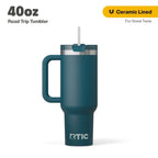 Herobuddy™ 40 oz Ceramic Lined Road Trip Tumbler with Handle - Insulated Travel Tumbler Cup